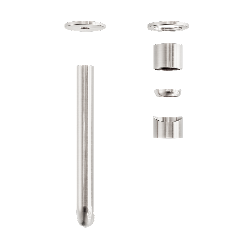 ZEN SS316L WALL BASIN/BATH MIXER SEPARATE BACK PLATE 185/230MM SPOUT TRIM KITS ONLY BRUSHED NICKEL