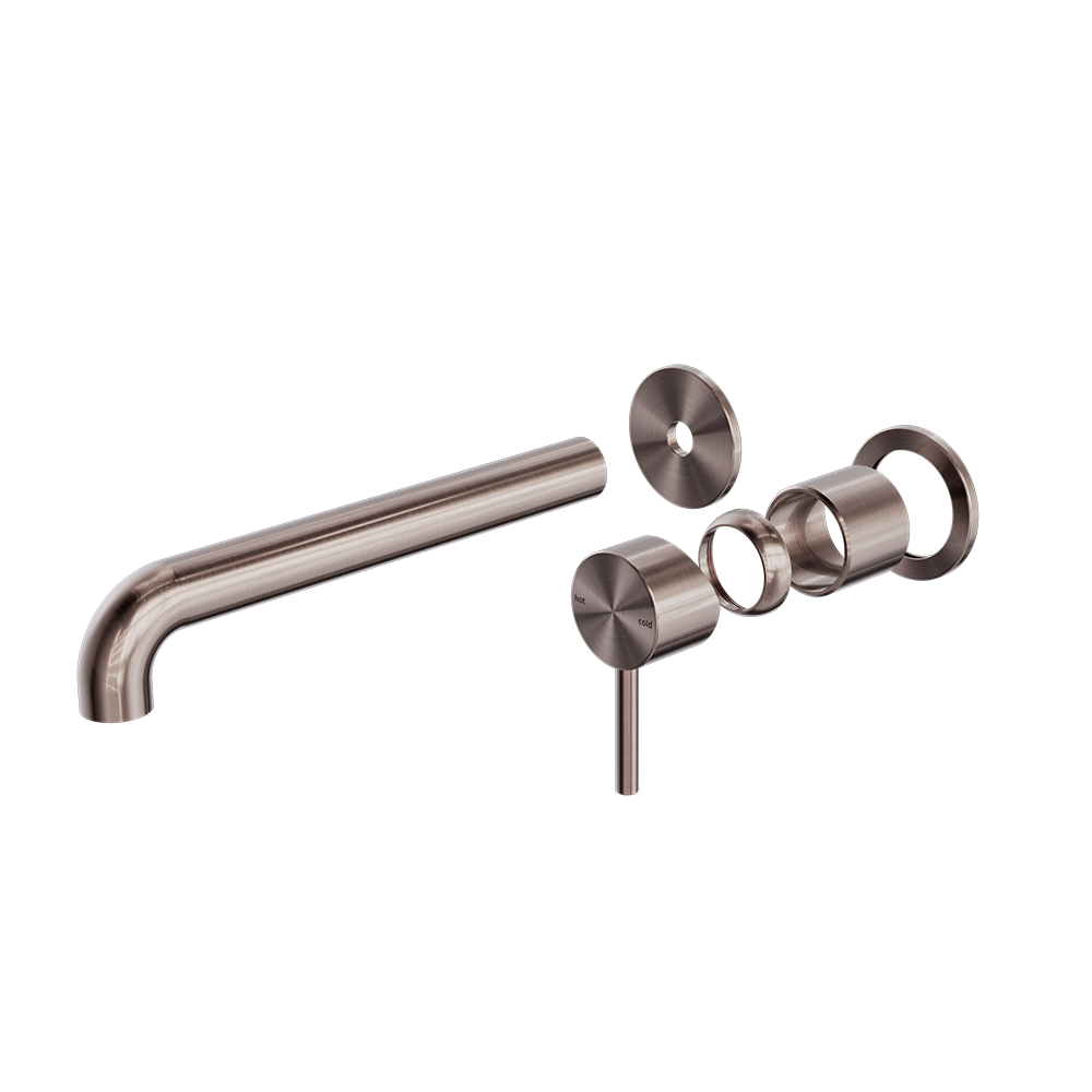 ZEN SS316L WALL BASIN/BATH MIXER SEPARATE BACK PLATE 185/230MM SPOUT TRIM KITS ONLY BRUSHED BRONZE