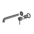 ZEN SS316L WALL BASIN/BATH MIXER SEPARATE BACK PLATE 185/230MM SPOUT TRIM KITS ONLY GRAPHITE
