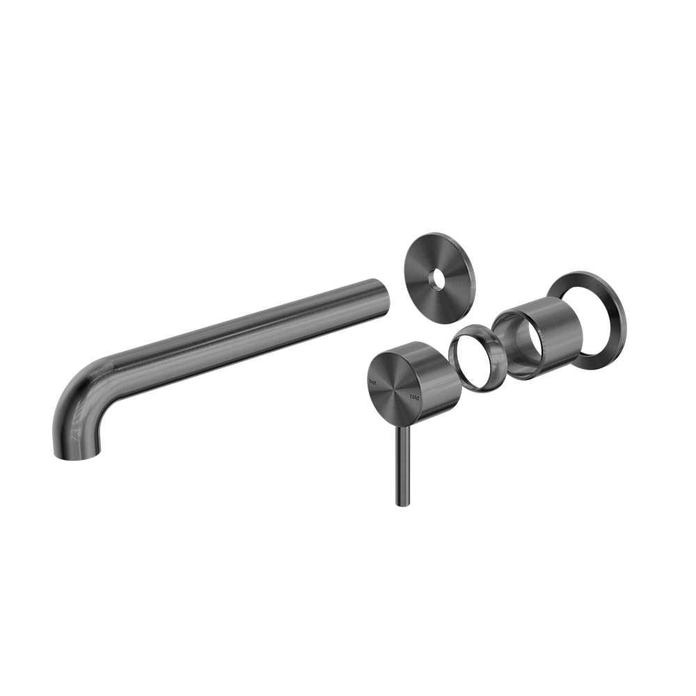 ZEN SS316L WALL BASIN/BATH MIXER SEPARATE BACK PLATE 185/230MM SPOUT TRIM KITS ONLY GRAPHITE