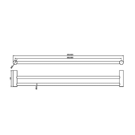 ZEN SS316L DOUBLE TOWEL RAIL 600/800MM BRUSHED NICKEL