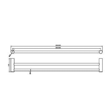 Zen SS316L Double Towel Rail 600/800MM Brushed Bronze