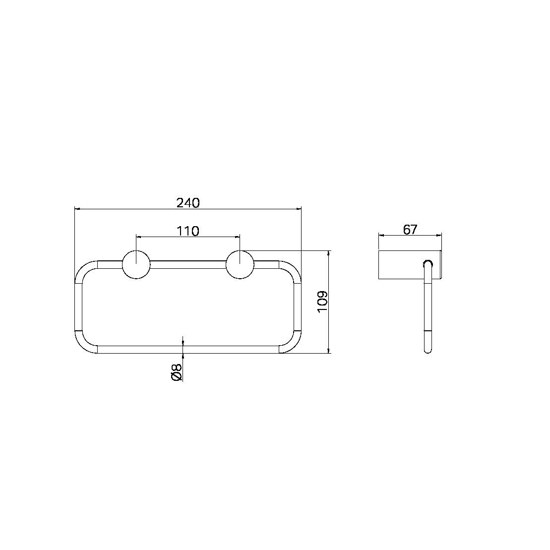 ZEN SS316L HAND TOWEL RING BRUSHED NICKEL