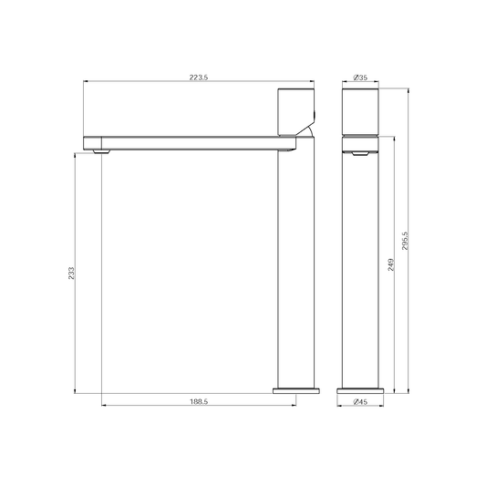 PURE SS316L TALL BASIN MIXER GRAPHITE