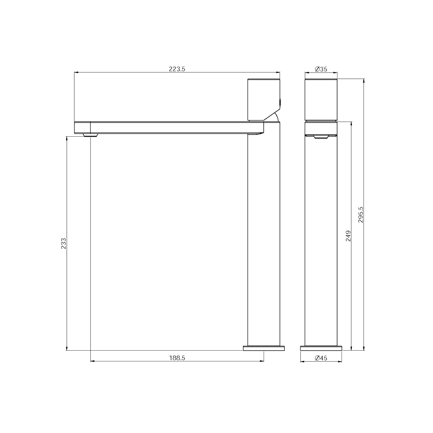 PURE SS316L TALL BASIN MIXER BRUSHED NICKEL