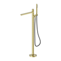 PURE SS316L PROGRESSIVE FREESTANDING BATH MIXER WITH OUTDOOR SHOWER HOSE BRUSHED GOLD