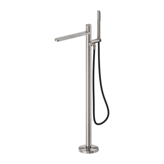 PURE SS316L PROGRESSIVE FREESTANDING BATH MIXER WITH OUTDOOR SHOWER HOSE BRUSHED NICKEL