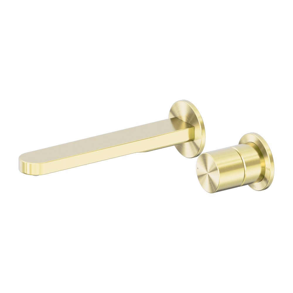 PURE SS316L PROGRESSIVE WALL BASIN/BATH MIXER SEPARATE BACK PLATE BRUSHED GOLD