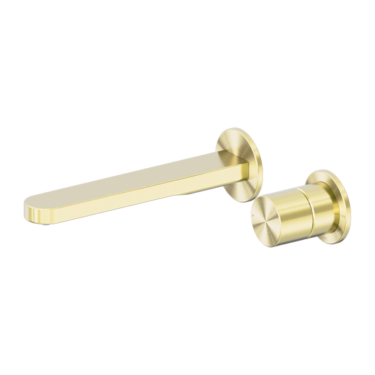 PURE SS316L PROGRESSIVE WALL BASIN/BATH MIXER SEPARATE BACK PLATE BRUSHED GOLD