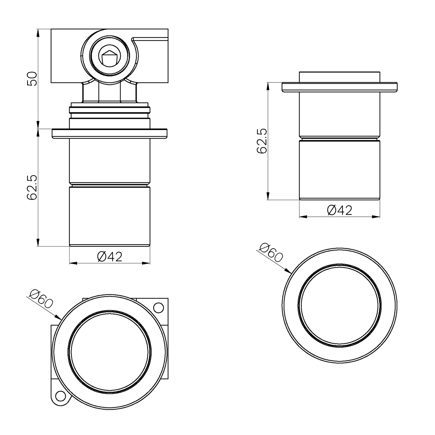 PURE SS316L PROGRESSIVE SHOWER MIXER GRAPHITE (NR172211GR)