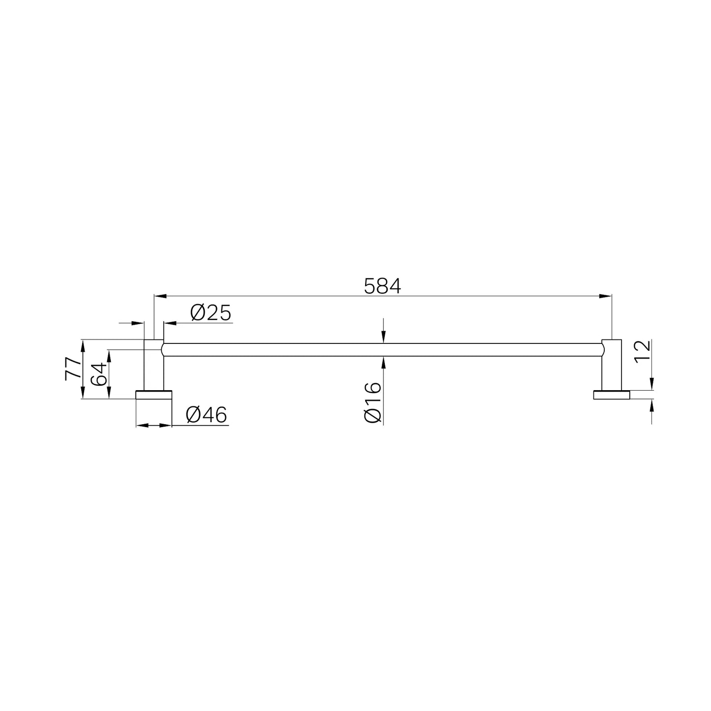 Mecca Single Towel Rail 600/800mm Rome Bronze