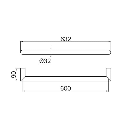 MECCA 240V SINGLE HEATED TOWEL RAIL BRUSHED BRONZE