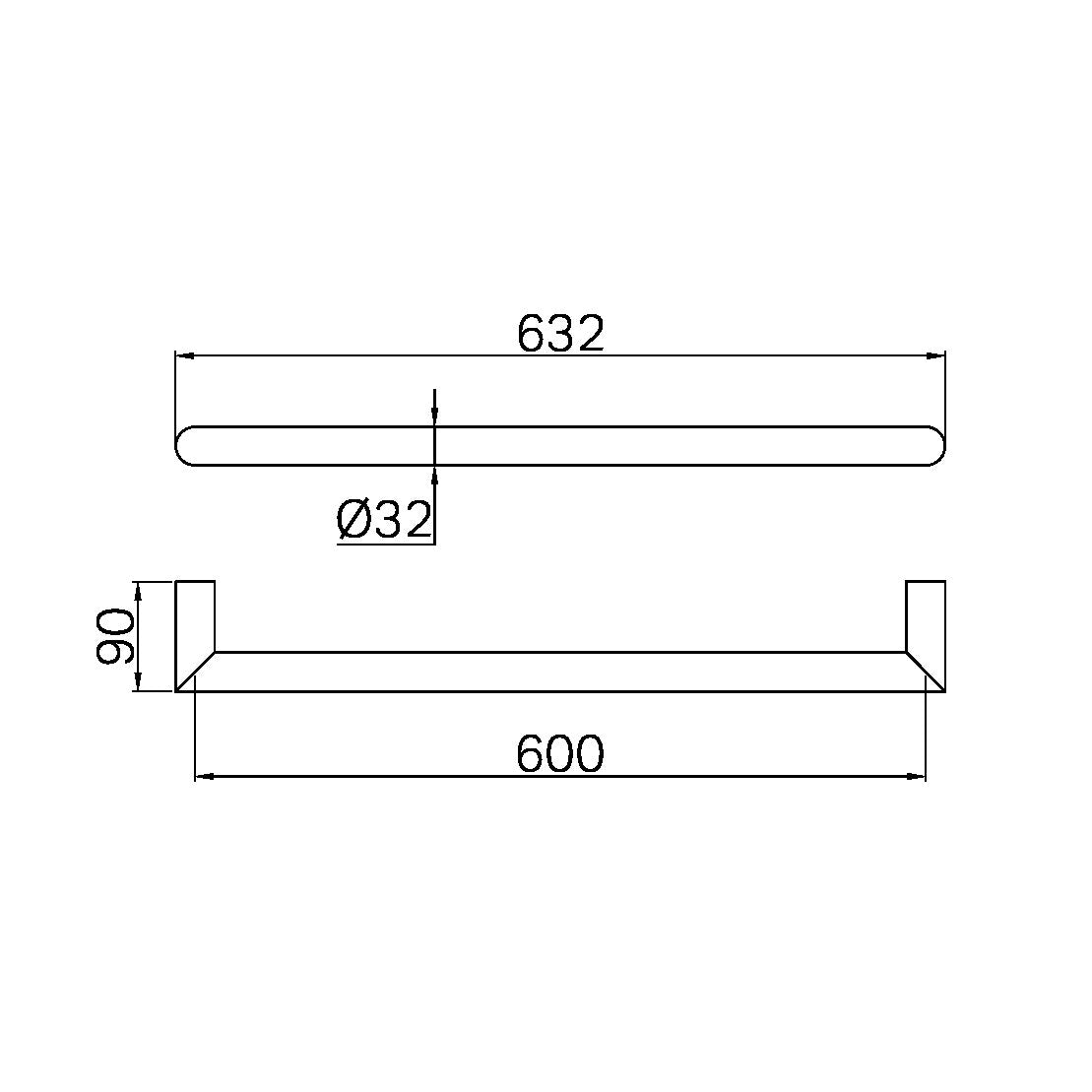 MECCA 240V SINGLE HEATED TOWEL RAIL BRUSHED NICKEL