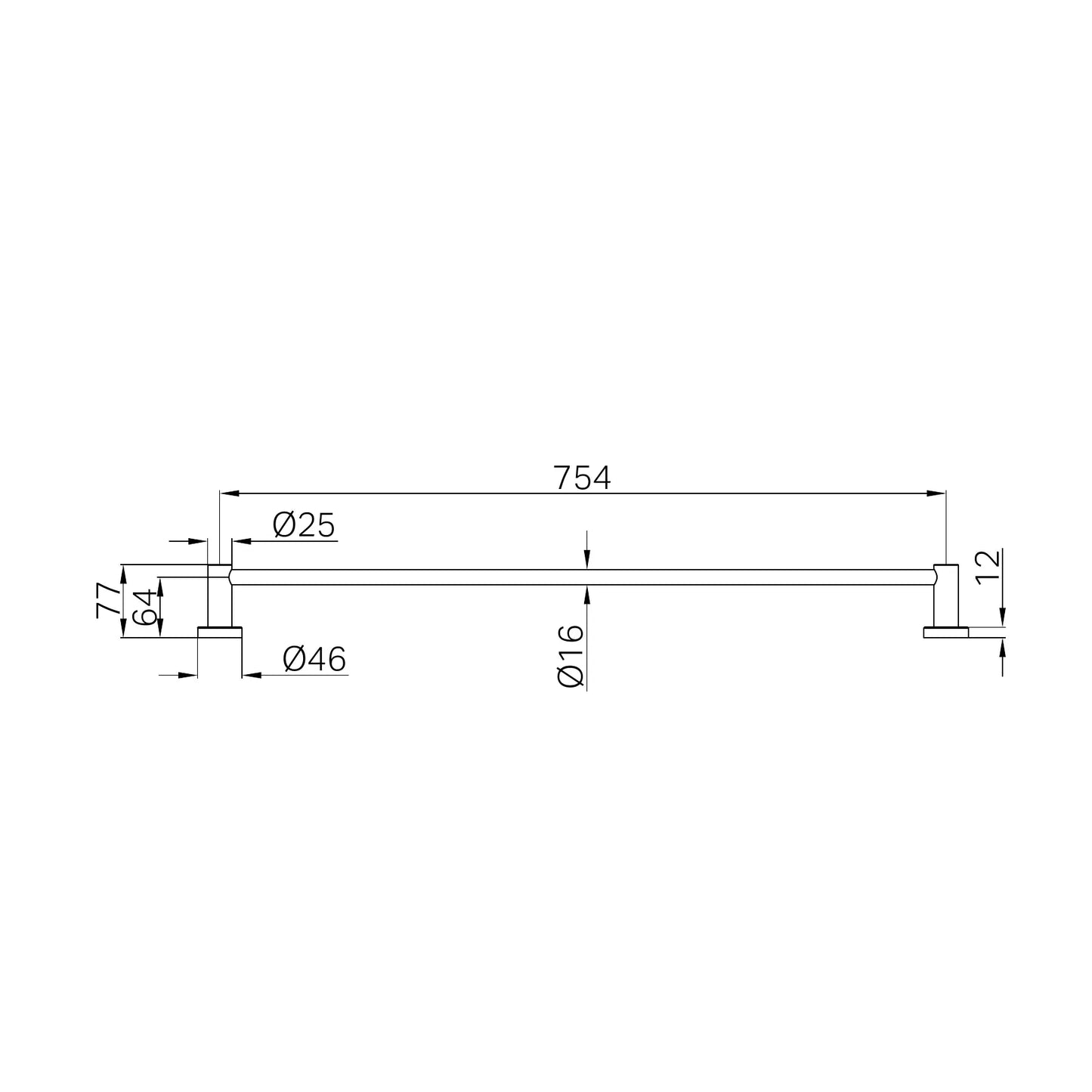 Mecca Single Towel Rail 600/800mm Rome Bronze