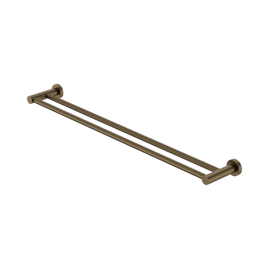 Mecca Double Towel Rail 600/800mm Tumbled Antique Brass