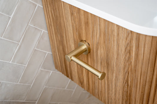 MECCA TOILET ROLL HOLDER BRUSHED GOLD