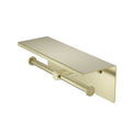 MECCA DOUBLE TOILET ROLL HOLDER WITH SHELF BRUSHED GOLD