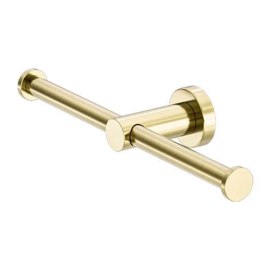 MECCA DOUBLE TOILET ROLL HOLDER BRUSHED GOLD