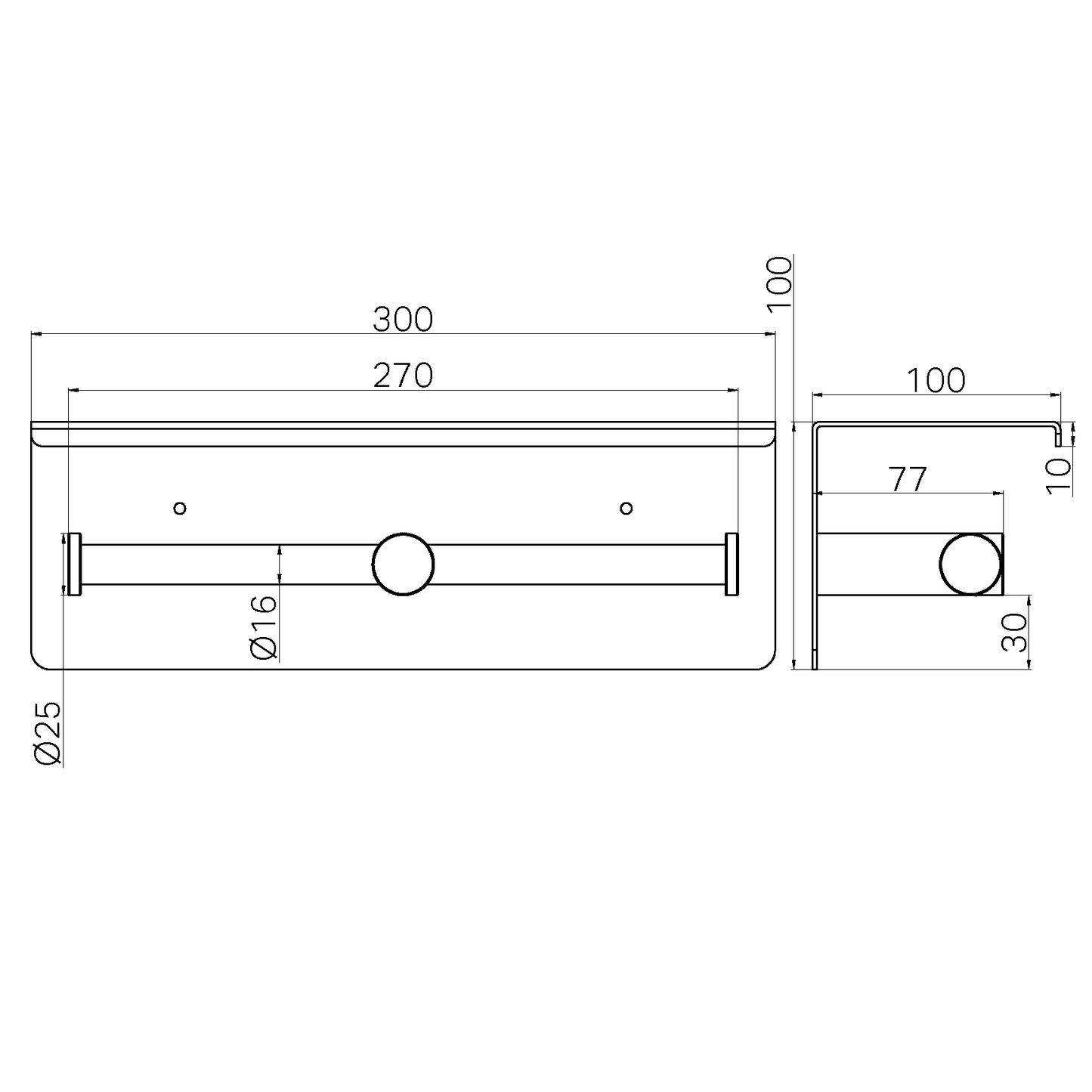 MECCA DOUBLE TOILET ROLL HOLDER WITH SHELF MATTE WHITE