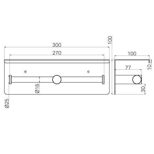 MECCA DOUBLE TOILET ROLL HOLDER WITH SHELF MATTE WHITE