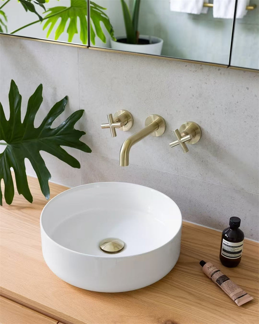X PLUS WALL BASIN SET 180/215MM BRUSHED GOLD