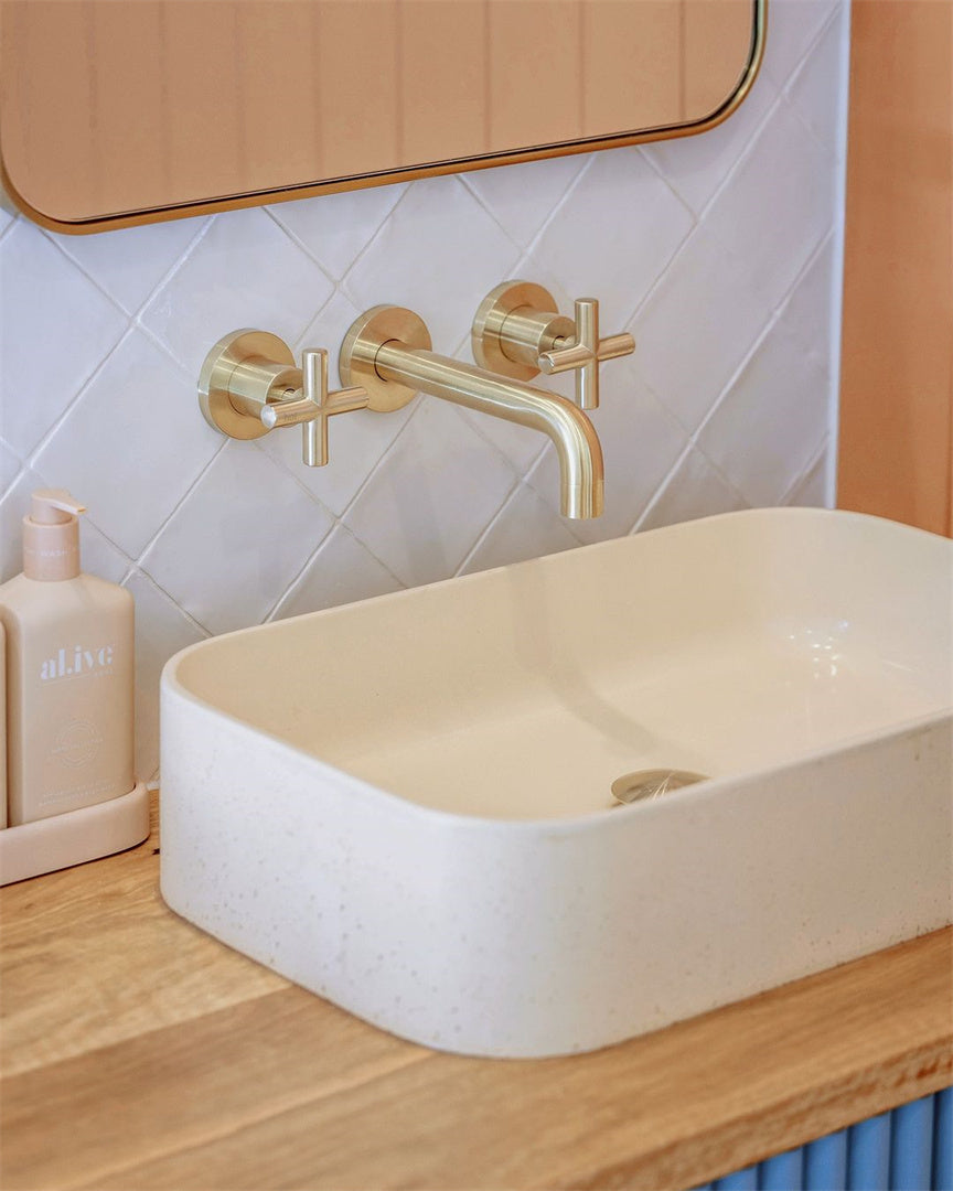 X PLUS WALL BASIN SET 180/215MM BRUSHED GOLD
