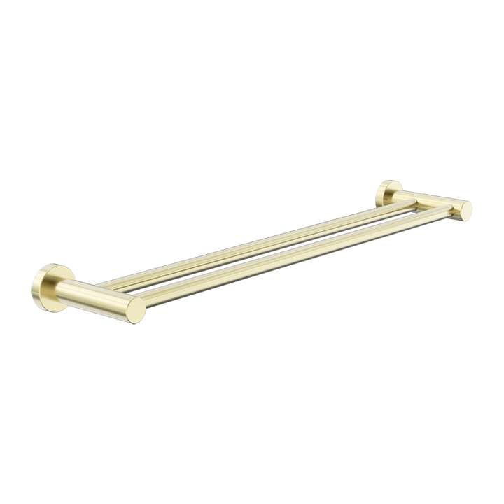 Dolce II Double Towel Rail 600/800MM Brushed Gold — Gold & Brass