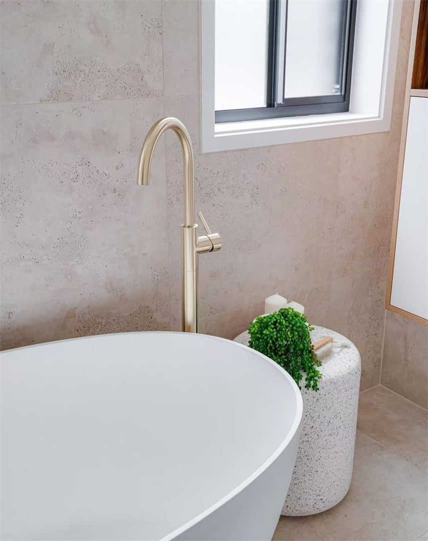MECCA FREESTANDING BATH MIXER BRUSHED GOLD