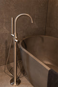MECCA ROUND FREESTANDING MIXER WITH HAND SHOWER BRUSHED NICKEL