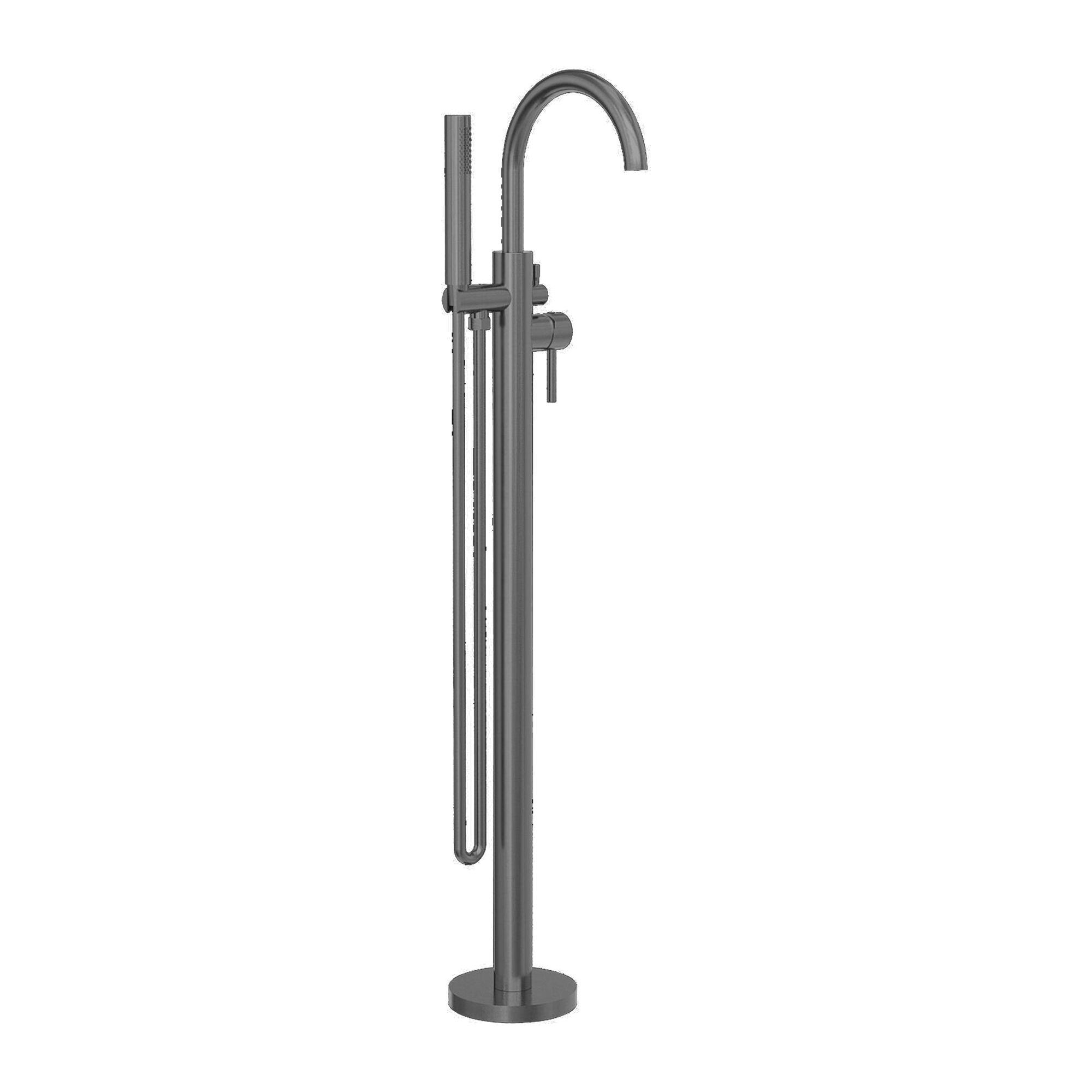MECCA ROUND FREESTANDING MIXER WITH HAND SHOWER GUN METAL GREY