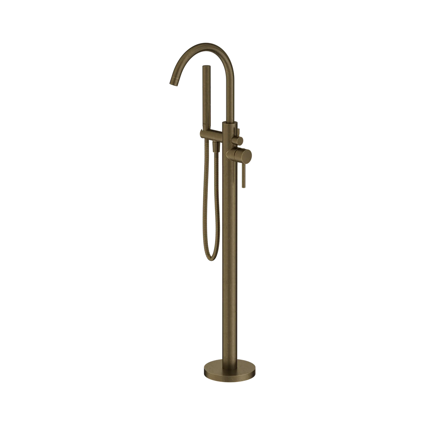 Mecca Round Freestanding Mixer With Hand Shower II Tumbled Antique Brass