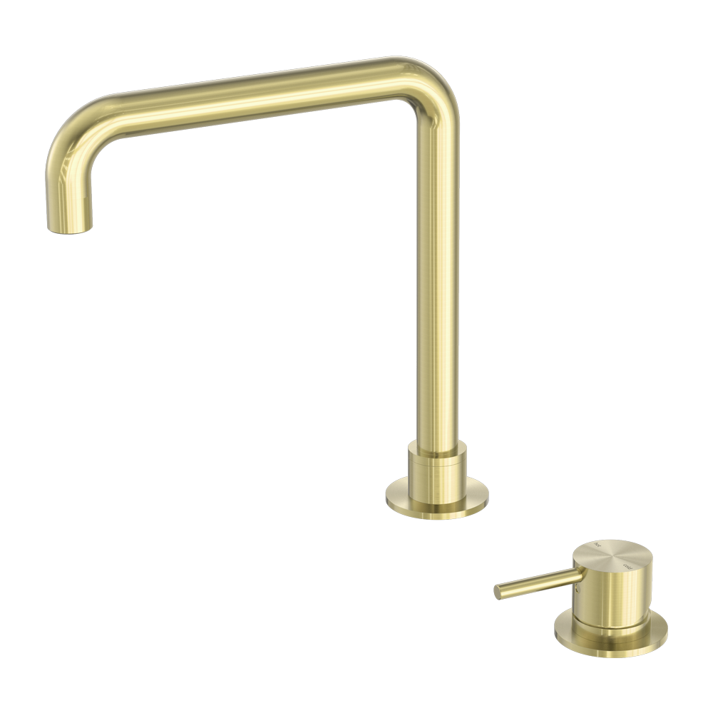 MECCA HOB BASIN MIXER SQUARE SWIVEL SPOUT BRUSHED GOLD
