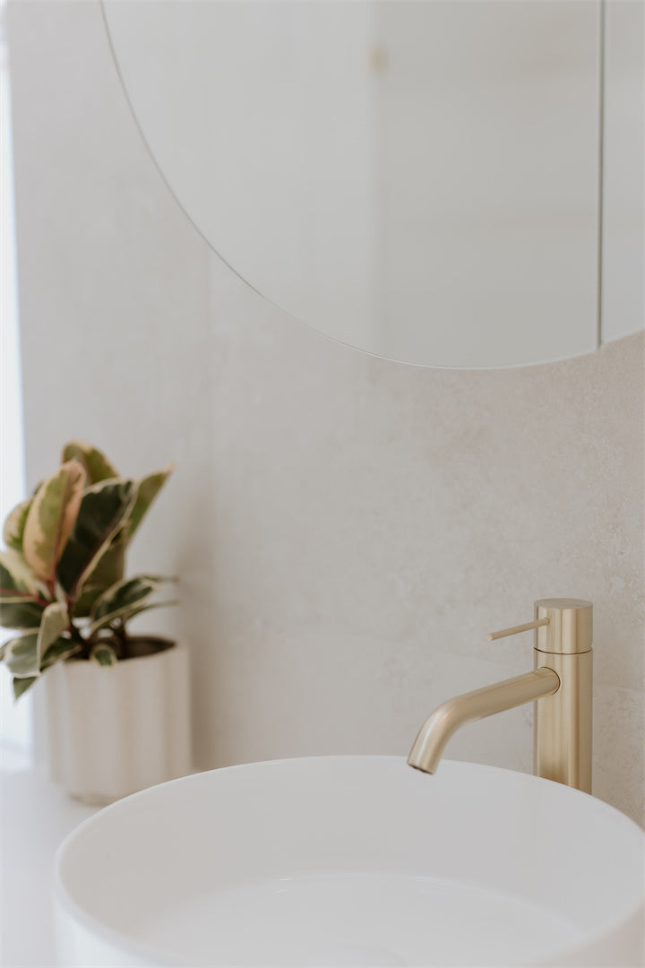 MECCA MID TALL BASIN MIXER BRUSHED GOLD