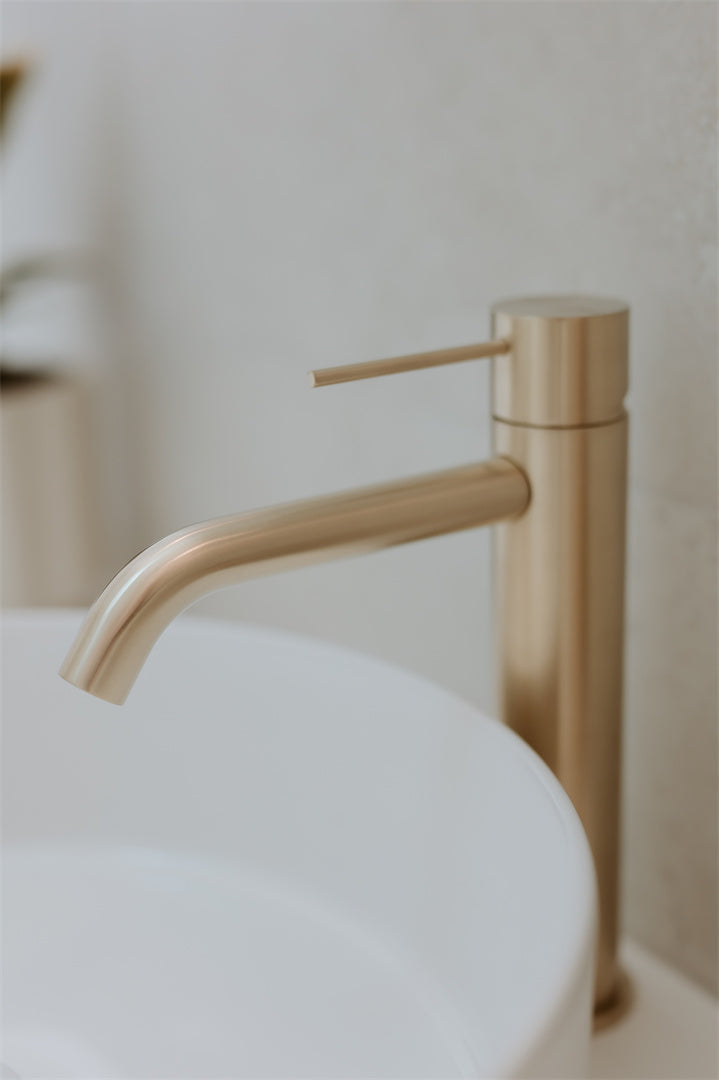 MECCA MID TALL BASIN MIXER BRUSHED GOLD