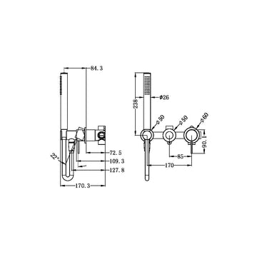 Mecca Shower Mixer Divertor System Separate Back Plate Ch (NR221903FCH) Chrome — Chrome & Stainless