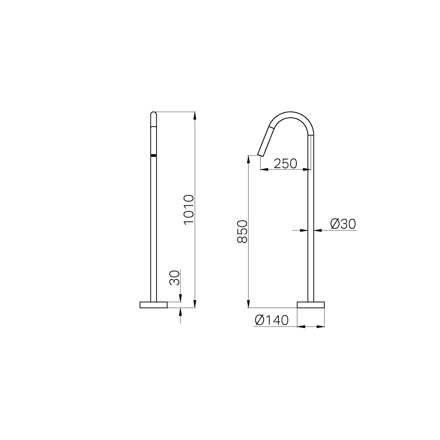 MECCA FREESTANDING BATH SPOUT ONLY CHROME