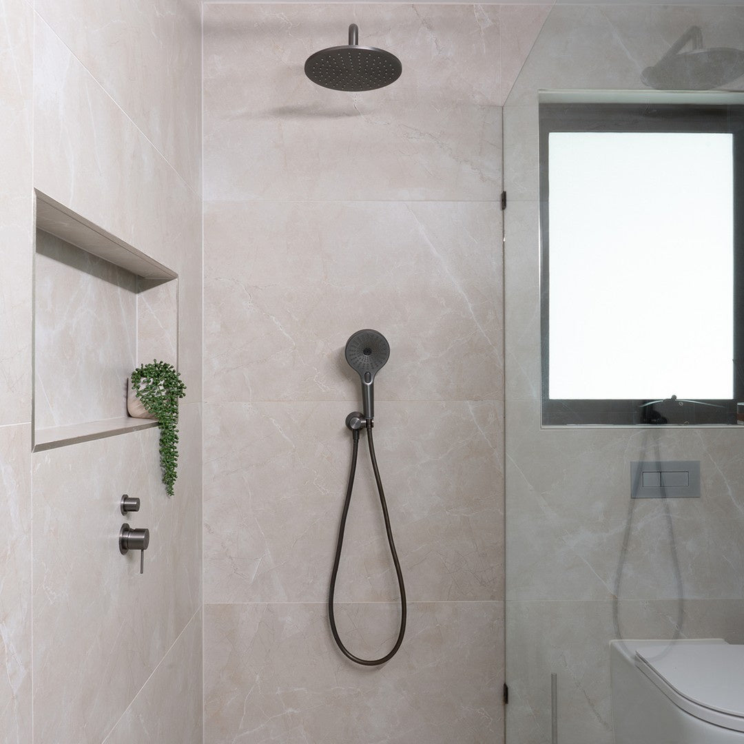 250MM ROUND SHOWER HEAD CHROME (NRROA1001CH) GUN METAL GREY