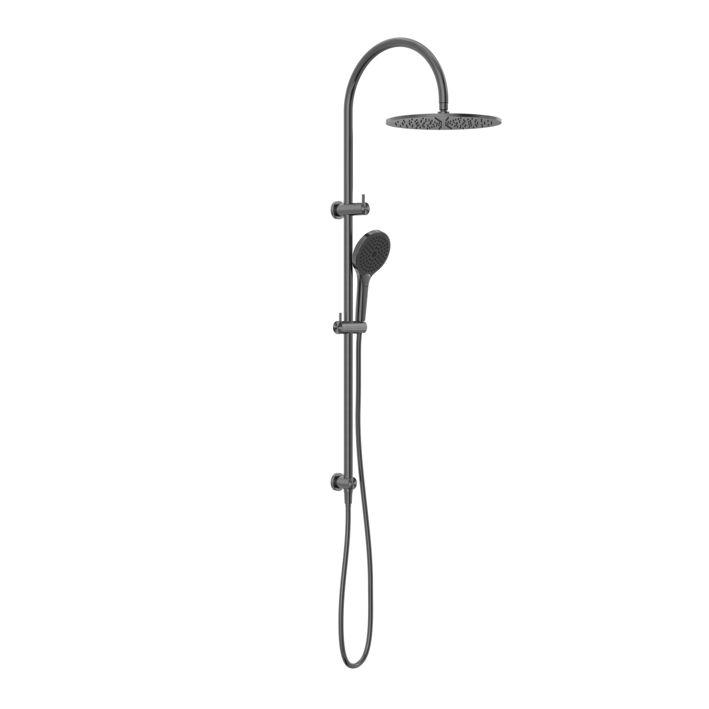 MECCA TWIN SHOWER WITH AIR SHOWER II GUN METAL