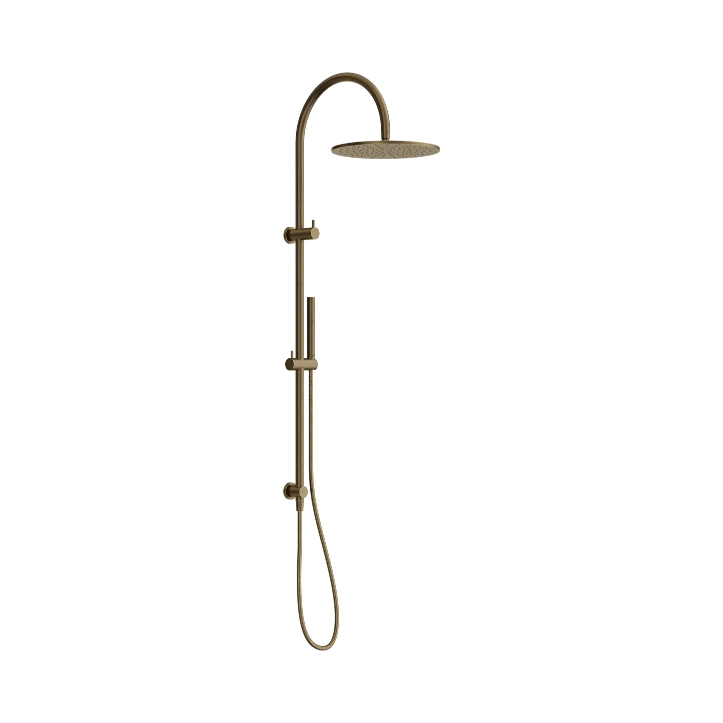 Mecca Twin Shower With Slim Hand Shower Tumbled Antique Brass