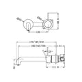 MECCA WALL BASIN/BATH MIXER HANDLE UP 185MM MB (SEPARATE BACK PLATE) (NR221907D185MB) MATTE BLACK