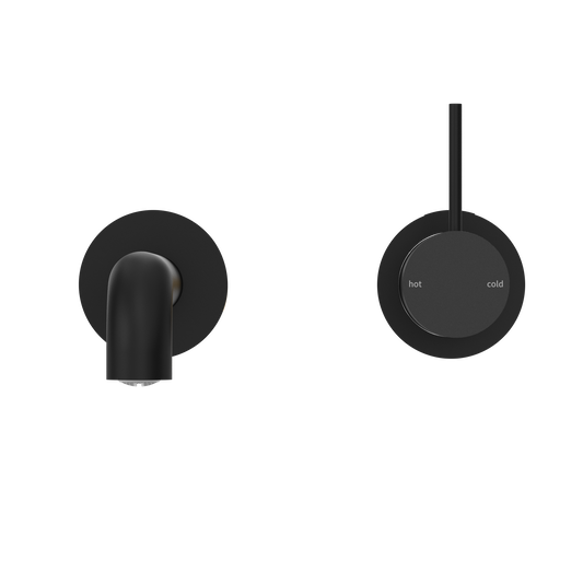 MECCA WALL BASIN/BATH MIXER HANDLE UP 185MM MB (SEPARATE BACK PLATE) (NR221907D185MB) MATTE BLACK