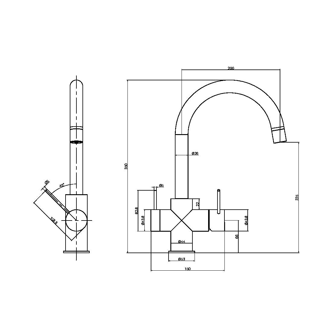 MECCA 3 WAY FILTERED MIXER TAP MATTE BLACK