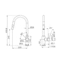Mecca Pull Out Sink Mixer With Vegie Spray Function Tumbled Antique Brass