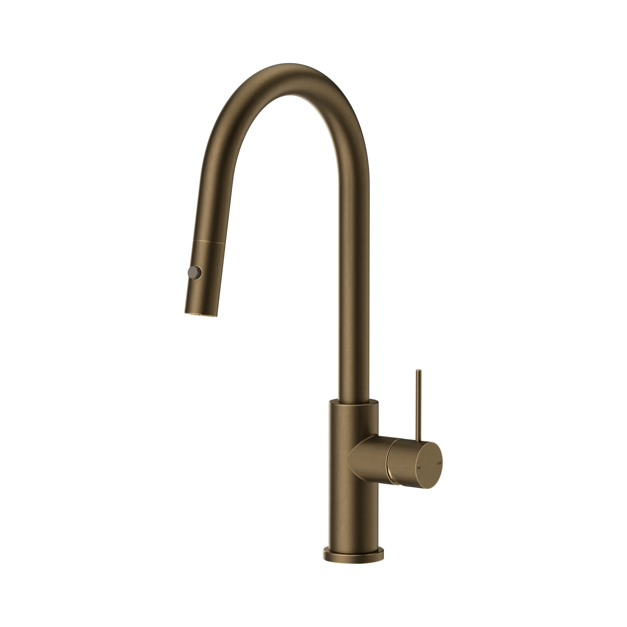 Mecca Pull Out Sink Mixer With Vegie Spray Function Tumbled Antique Brass