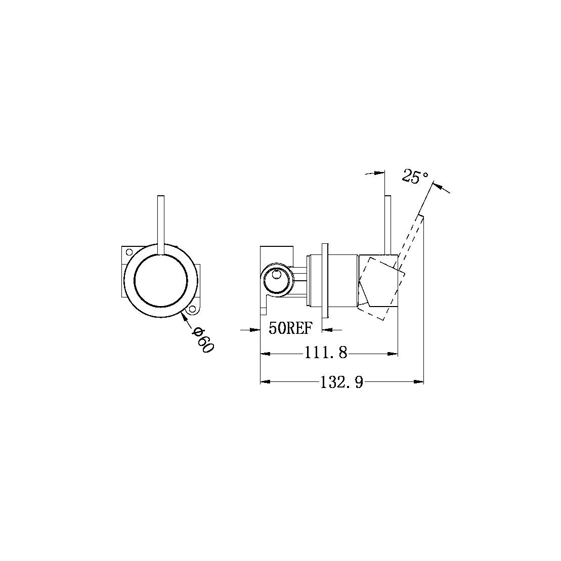 MECCA SHOWER MIXER HANDLE UP 60MM PLATE GM (NR221909JGM) GUN METAL