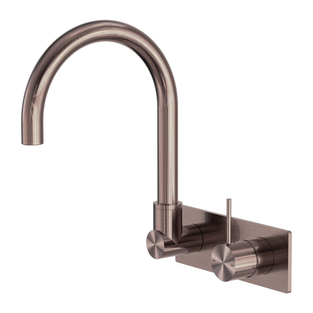 MECCA WALL BASIN/BATH MIXER SWIVEL SPOUT HANDLE UP BZ (NR221909PBZ) BRUSHED BRONZE