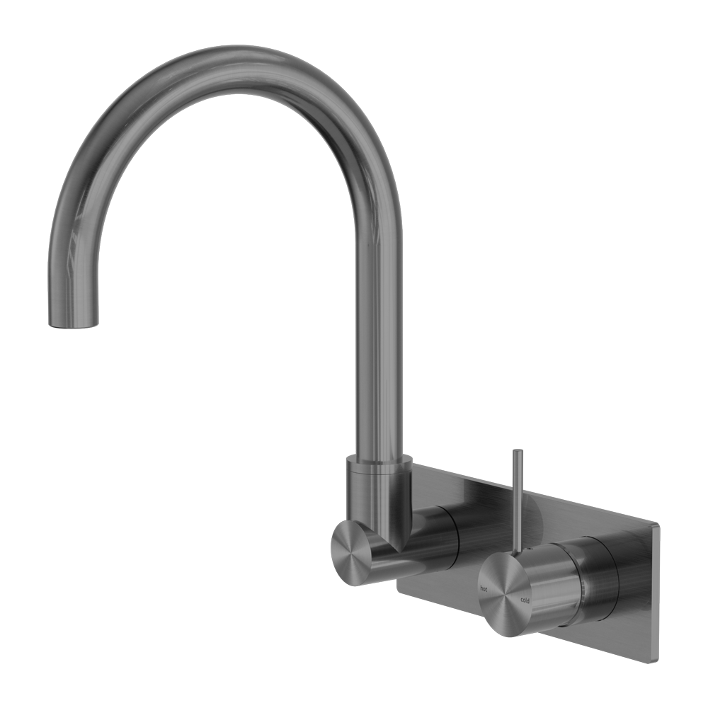 MECCA WALL BASIN/BATH MIXER SWIVEL SPOUT HANDLE UP GM (NR221909PGM) GUN METAL