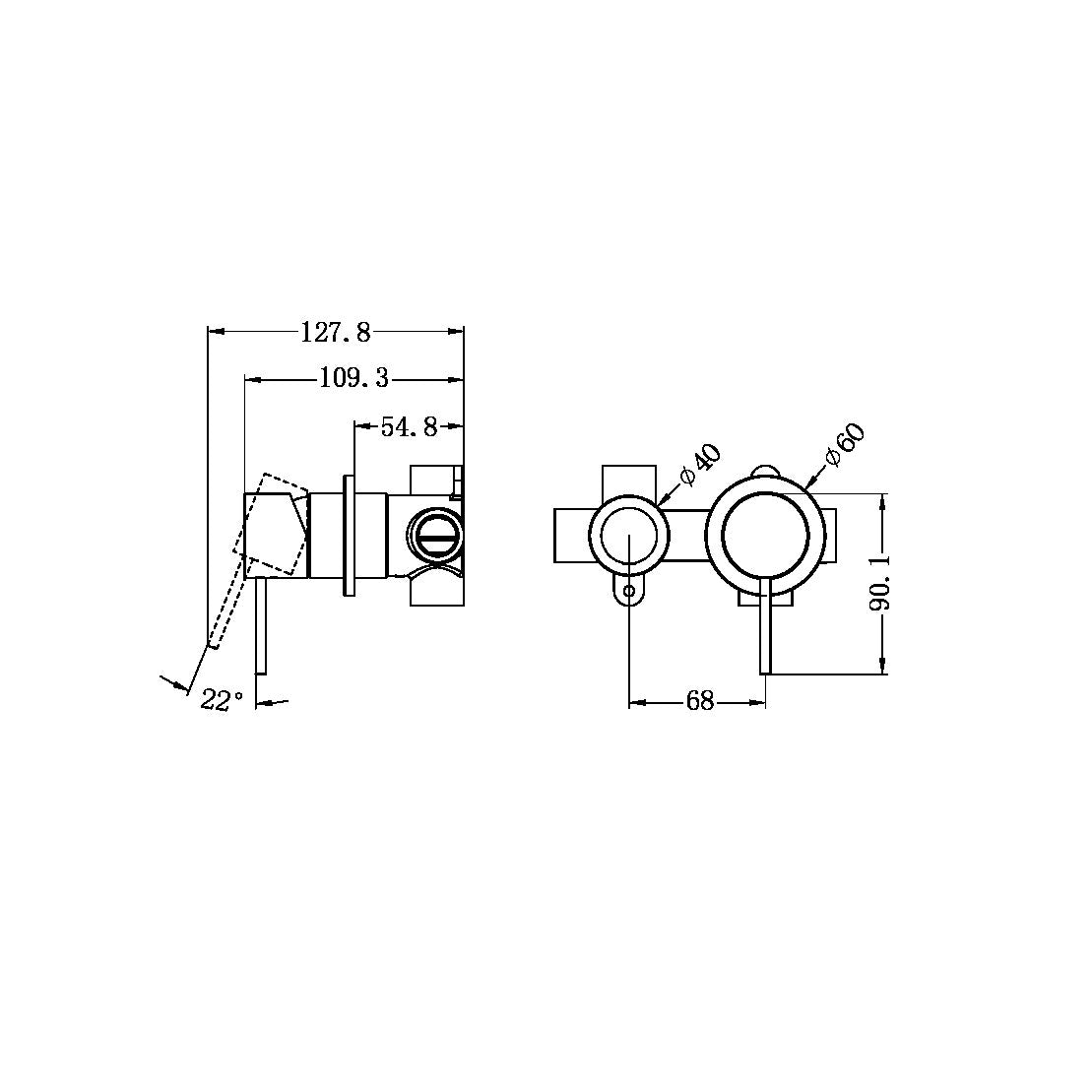 MECCA SHOWER MIXER WITH HORIZONTAL 2 WAY DIVERTOR BRUSHED NICKEL