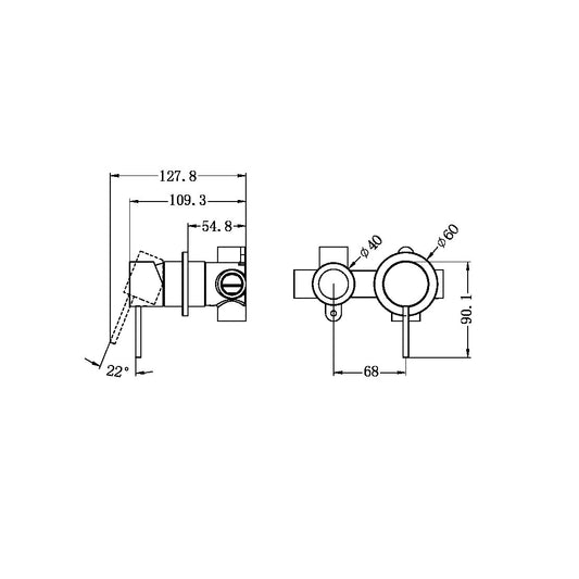 MECCA SHOWER MIXER WITH HORIZONTAL 2 WAY DIVERTOR BRUSHED NICKEL