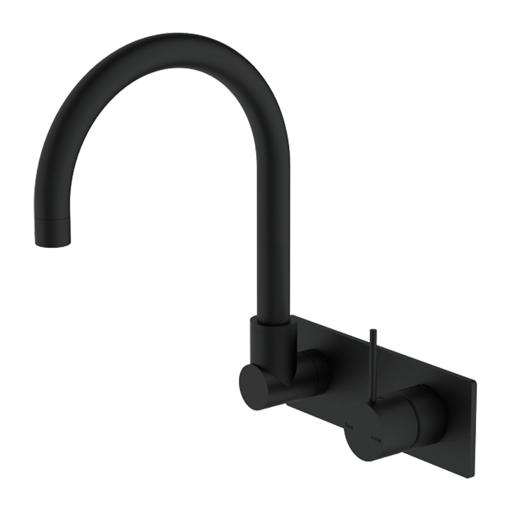 MECCA WALL BASIN/BATH MIXER SWIVEL SPOUT HANDLE UP MB (NR221909PMB) MATTE BLACK